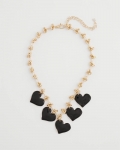 Chicos Black Heart Drop Off Necklace - BLACK