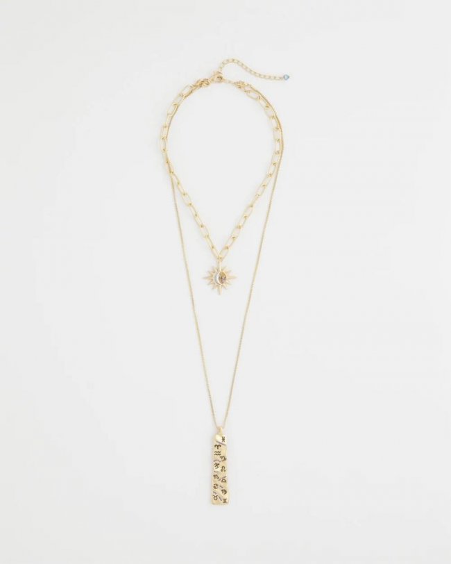 Chicos Convertible Zodiac Pendant Necklace - GOLD