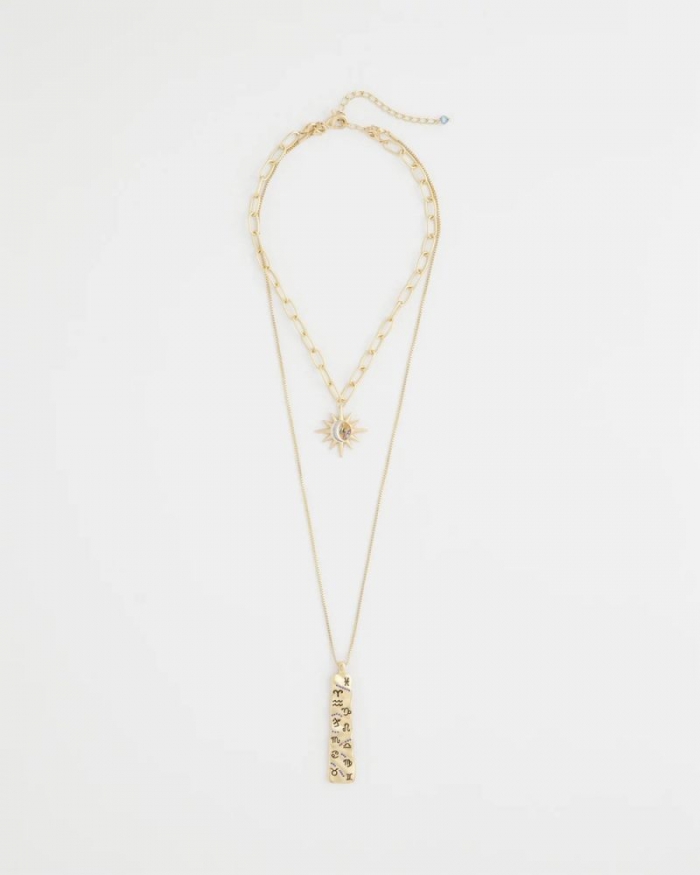 Chicos Convertible Zodiac Pendant Necklace - GOLD