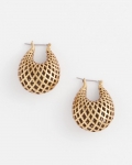 Chicos Gold Lattice Puff Hoop Earrings - GOLD Chicos Gold Lattice Puff Hoop Earrings - GOLD