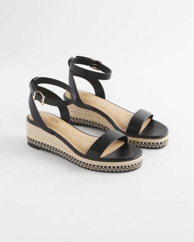 Chicos Brielle Espadrille Wedge Sandals - BLACK