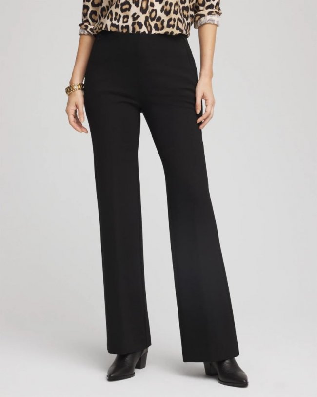 Chicos Juliet Wide Full Length Pant - BLACK