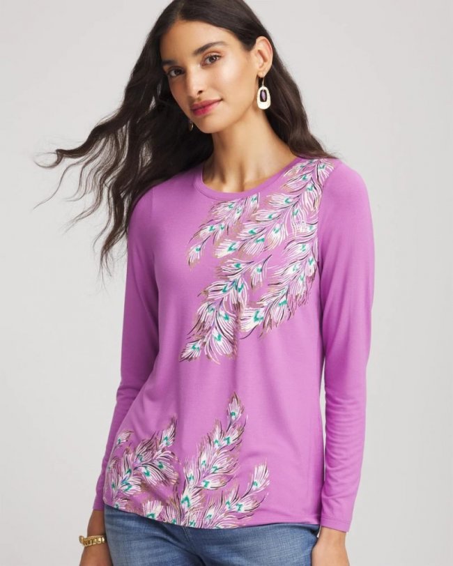 Chicos Foiled Touch of Cool™ Layering Tee - GOOSEBERRY