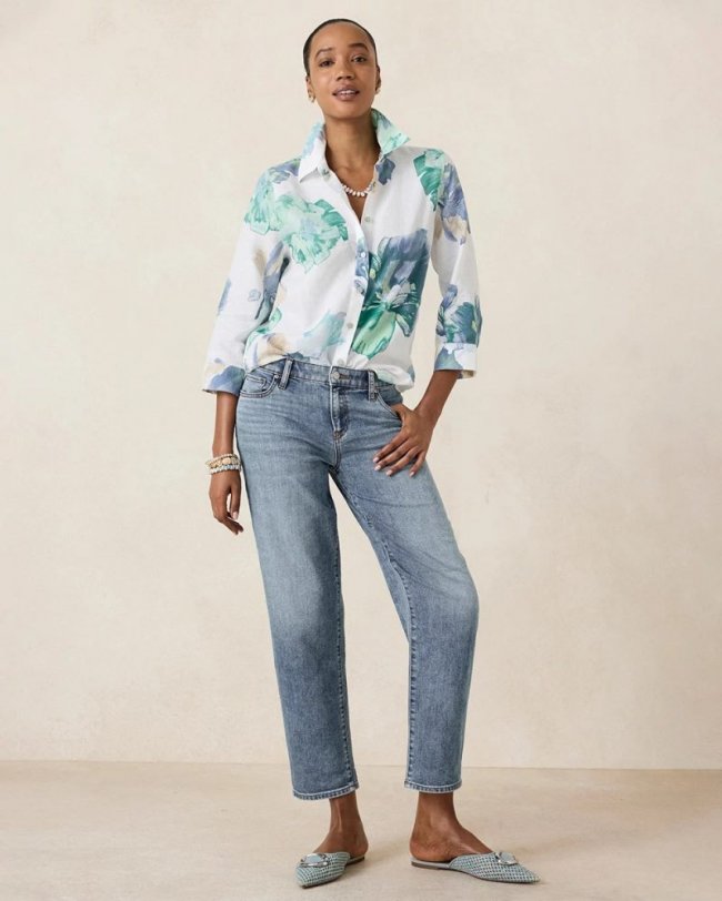 Chicos Relaxed Boyfriend Rolled Hem Jean - SAKURA INDIGO