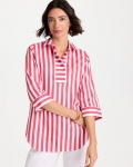 Chicos No Iron Striped Stretch Tunic - HOT HONEYSUCKLE Chicos No Iron Striped Stretch Tunic - HOT HONEYSUCKLE