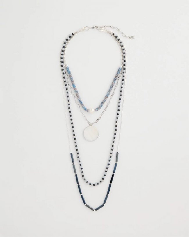 Chicos Siren Pendant Layered Necklace - BLUE