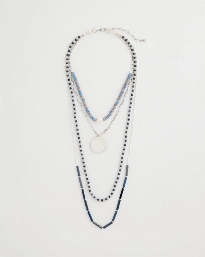 Chicos Siren Pendant Layered Necklace - BLUE