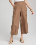Chicos Linen Cargo Wide-Leg Cropped Pants - TEAKWOOD Chicos Linen Cargo Wide-Leg Cropped Pants - TEAKWOOD
