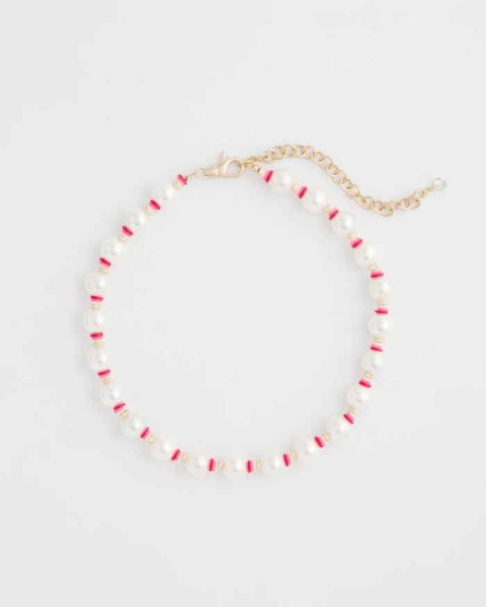 Chicos Short Pearl Pink Necklace - PINK