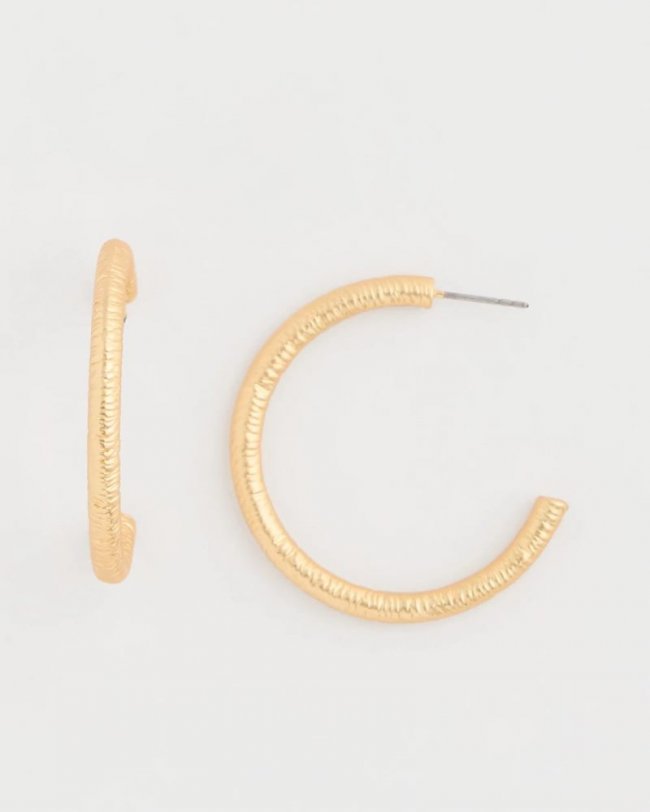 Chicos Goldtone Textured Hoop Earrings - GOLD