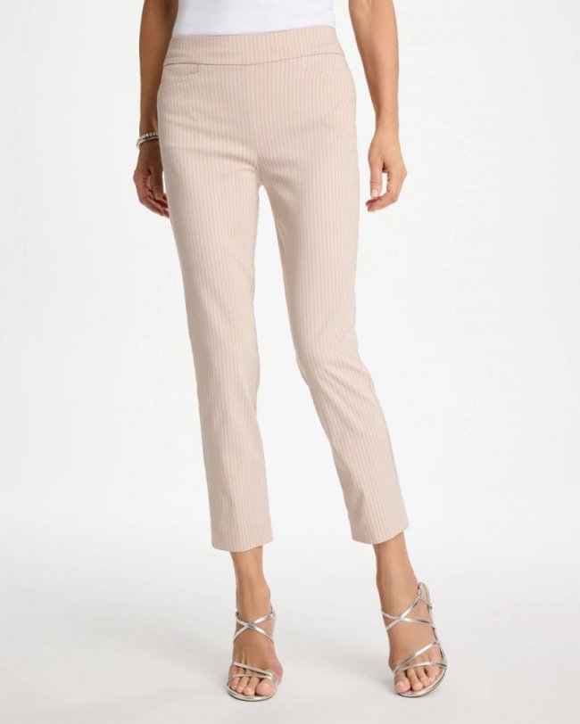 Chicos Brigitte™ Slim Twill Stripe Neutral Crop - NEUTRAL Chicos Brigitte™ Slim Twill Stripe Neutral Crop - NEUTRAL