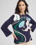 Chicos Wildflower Intarsia Pullover - PASSPORT BLUE Chicos Wildflower Intarsia Pullover - PASSPORT BLUE