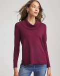 Chicos Cowlneck Long-Sleeved Sweater - DEEP CHIANTI