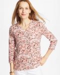 Chicos Pima 3/4 Sleeve Tee - ROSE SMOKE