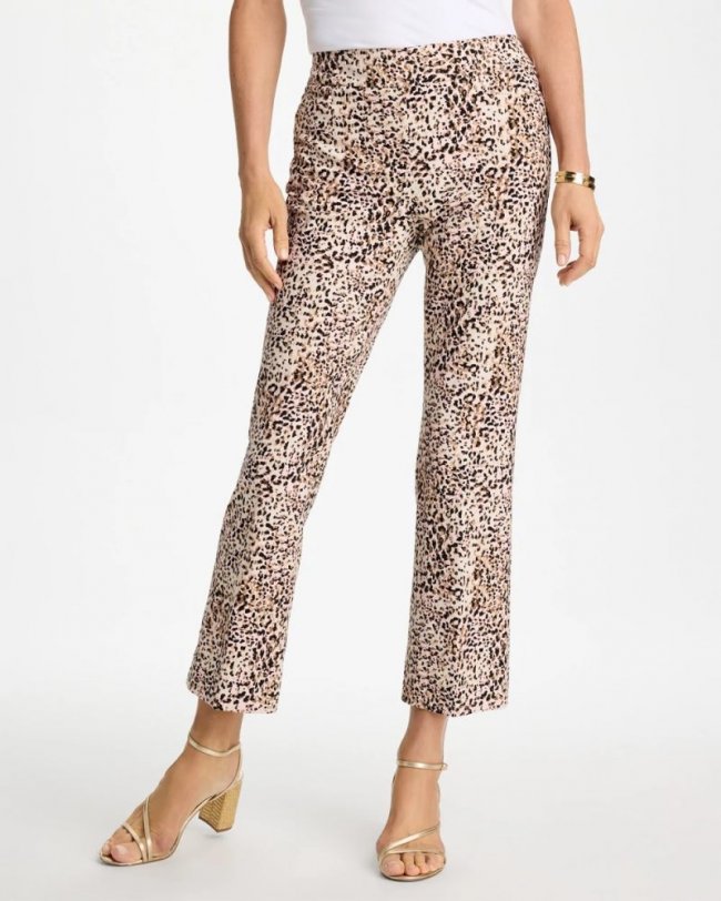 Chicos Brigitte™ Animal Print Crop Flare Pants - PALE SAND