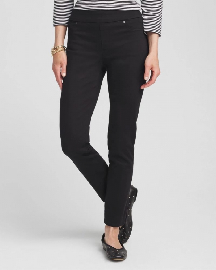 Chicos Denim Pull-On Ankle Jeggings - BLACK