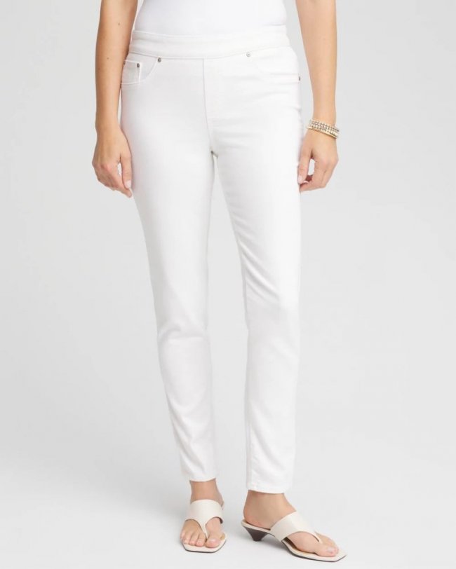 Chicos Pull-On Ankle Jeggings - ALABASTER