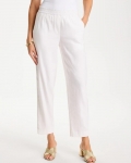 Chicos Soft-Stretch Linen Straight Tapered Ankle Pants - ALABASTER