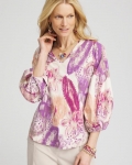 Chicos Paisley V-Neck Tuck-Sleeve Tee - WILD TRUFFLE Chicos Paisley V-Neck Tuck-Sleeve Tee - WILD TRUFFLE