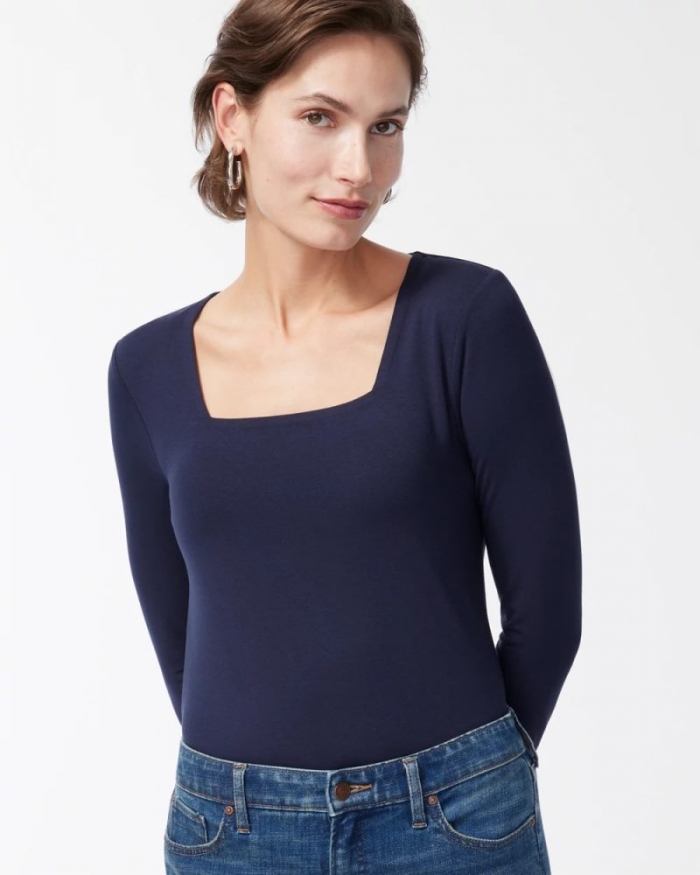 Chicos Touch of Cool™ Square Neck Tee - CLASSIC NAVY