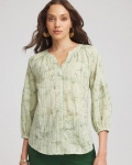 Chicos Lurex Stripe Cotton Blouse - SALTED LIME Chicos Lurex Stripe Cotton Blouse - SALTED LIME
