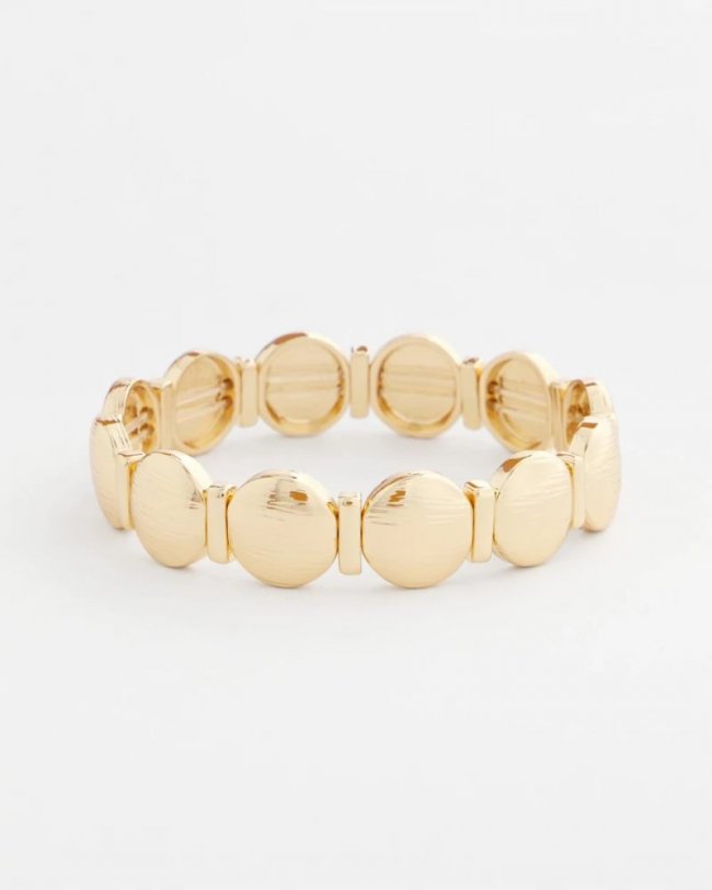 Chicos Textured Circle Stretch Bracelet - GOLD