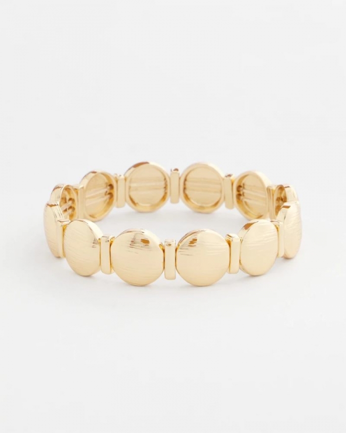 Chicos Textured Circle Stretch Bracelet - GOLD