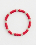 Chicos Red Barrel Bead Stretch Bracelet - RED Chicos Red Barrel Bead Stretch Bracelet - RED