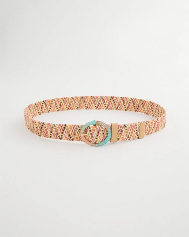 Chicos Raffia Wrapped Multi-Color Stretch Belt - MULTI