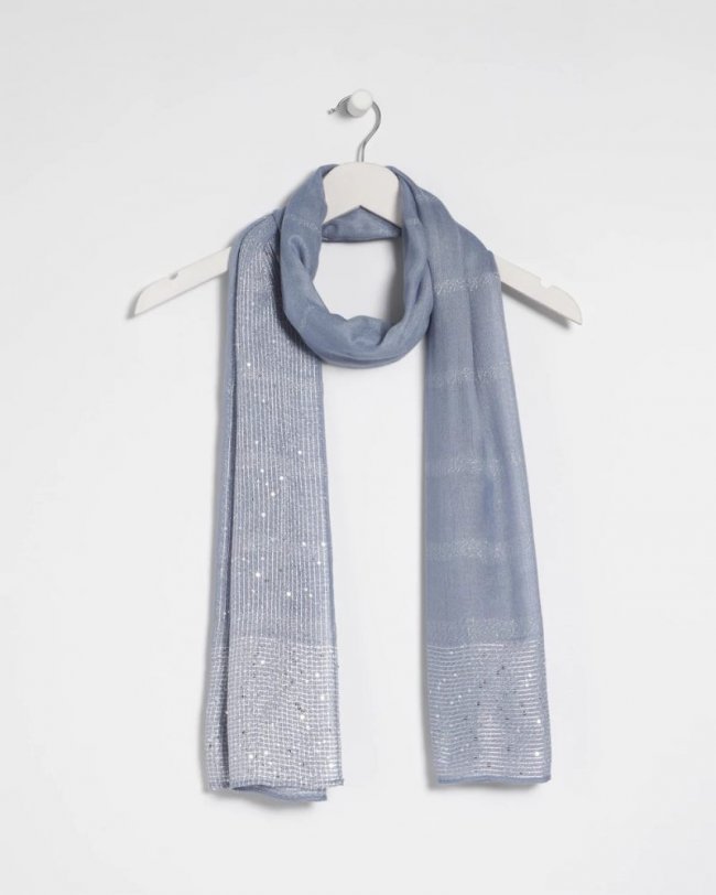 Chicos Lurex Trim Oblong Scarf - BLUE Chicos Lurex Trim Oblong Scarf - BLUE
