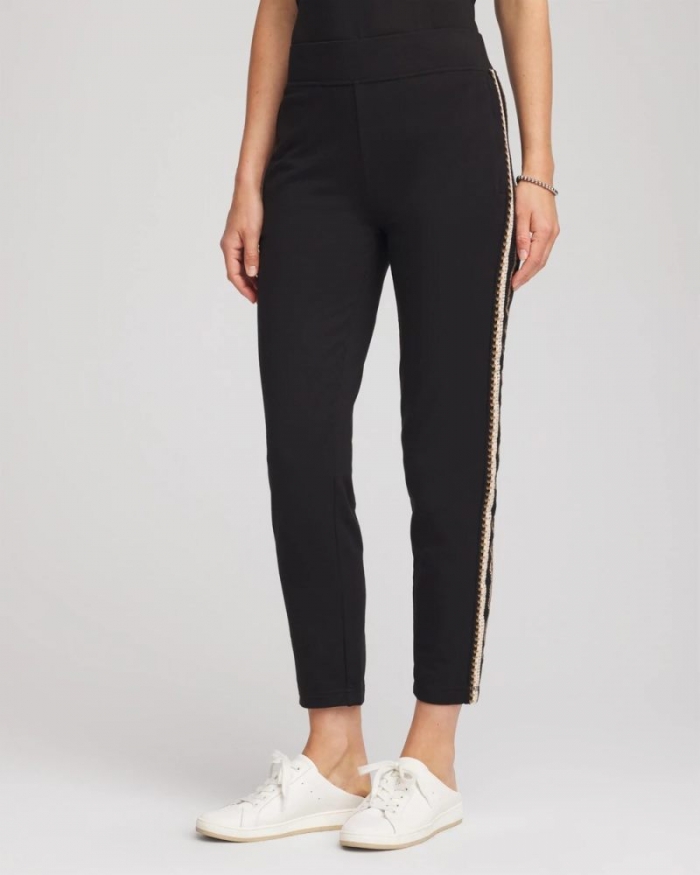 Chicos Zenergy® Lattice-Trim Ankle Pants - BLACK