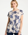 Chicos Floral Linen Dolman Tee - RIVER ROCK Chicos Floral Linen Dolman Tee - RIVER ROCK