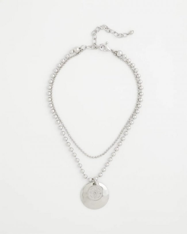 Chicos Short Silver Ball Chain Pendant - SILVER