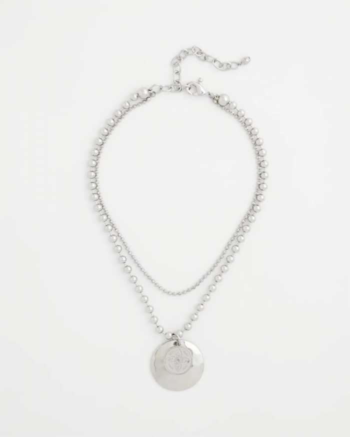 Chicos Short Silver Ball Chain Pendant - SILVER