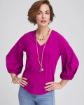 Chicos Cotton Tuck Sleeve Tee - PURPLE CLOVER Chicos Cotton Tuck Sleeve Tee - PURPLE CLOVER