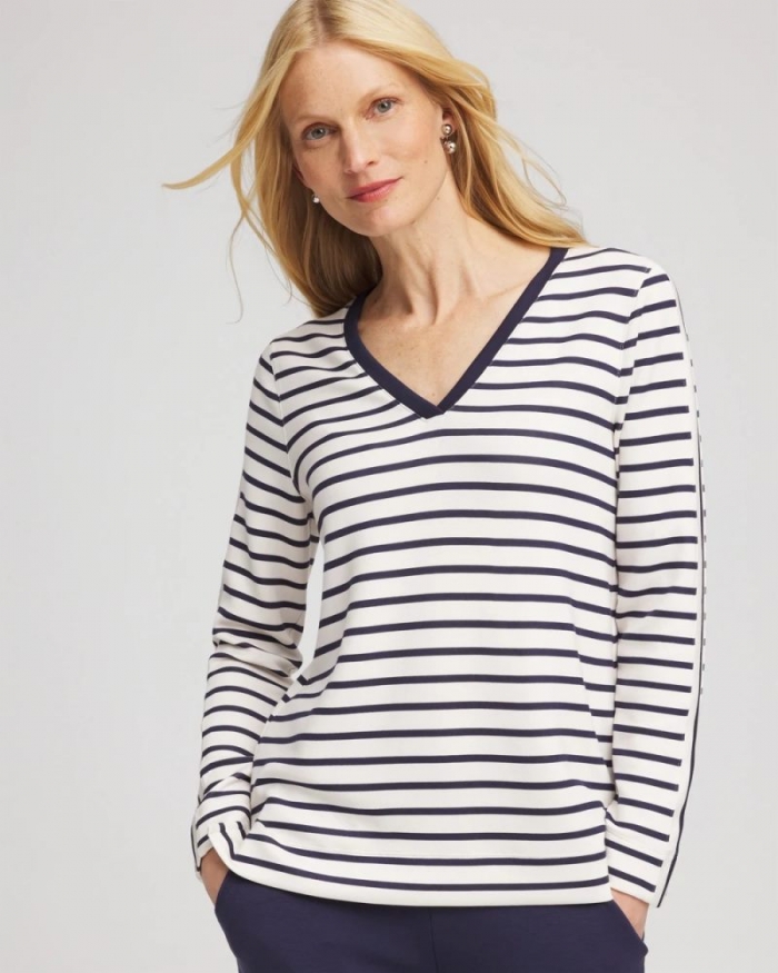 Chicos Zenergy® Soft Striped Top - PASSPORT BLUE