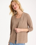 Chicos Linen Open Front Cardigan - TOPAZ SMOKE