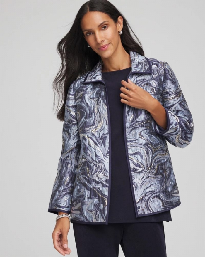 Chicos Travelers™ Jacquard Swirl Jacket - TRAVELERS INDIA INK