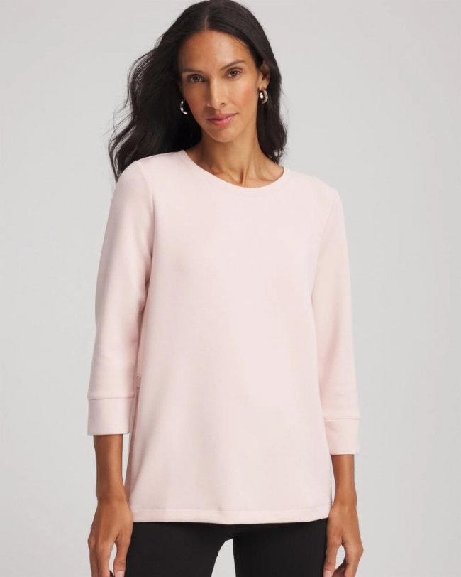 Chicos Zenergy® Satin-Trim Tunic - ROSE SMOKE