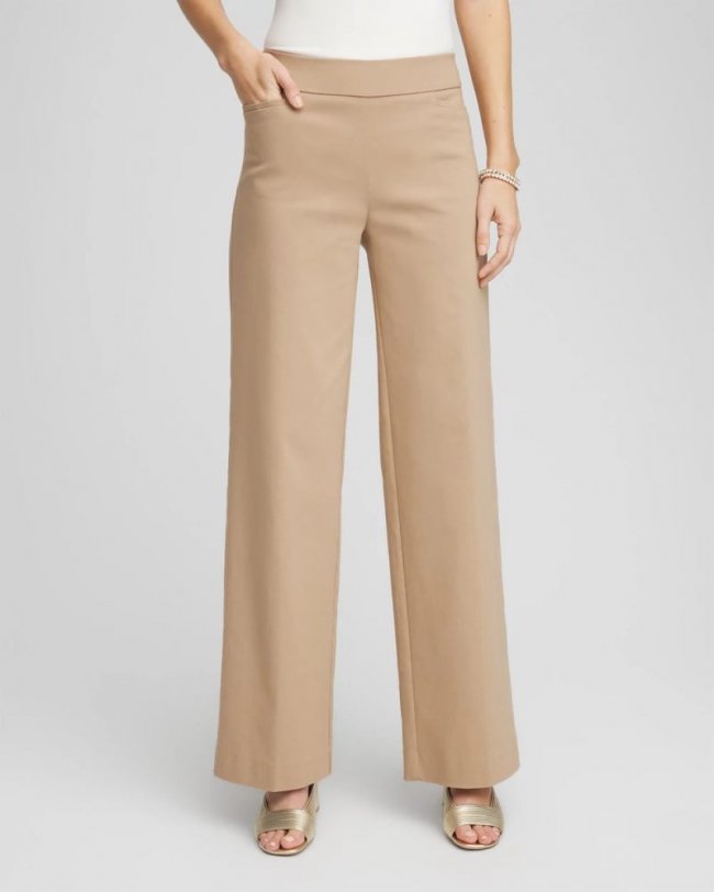 Chicos Brigitte™ Slim Wide-Leg Pants - CATTAIL BROWN