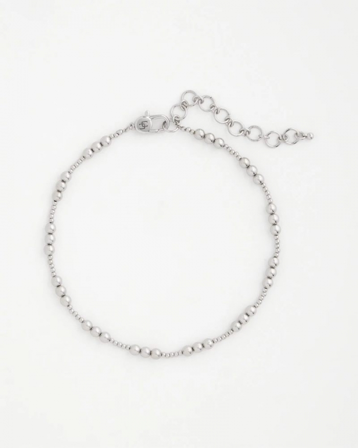 Chicos Silvertone Beaded Necklace - SILVER