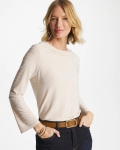 Chicos Textured Long Sleeve Cowlneck Tee - PALE SAND