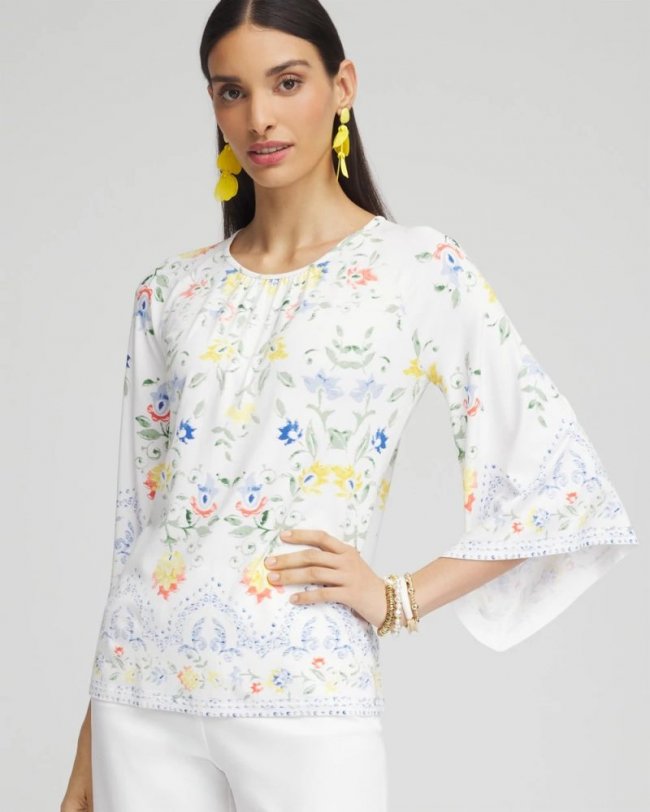 Chicos Touch of Cool™ Angel-Sleeved Blouse - ALABASTER Chicos Touch of Cool™ Angel-Sleeved Blouse - ALABASTER