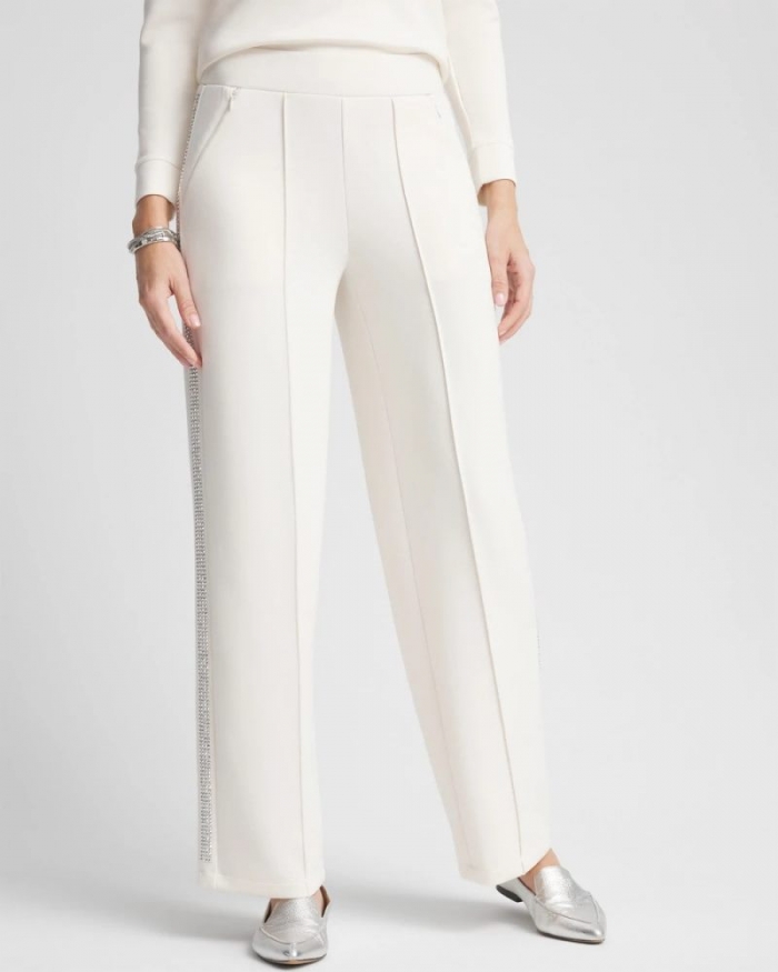 Chicos Petite Zenergy® Scuba Embellished Pants - ENGLISH CREAM
