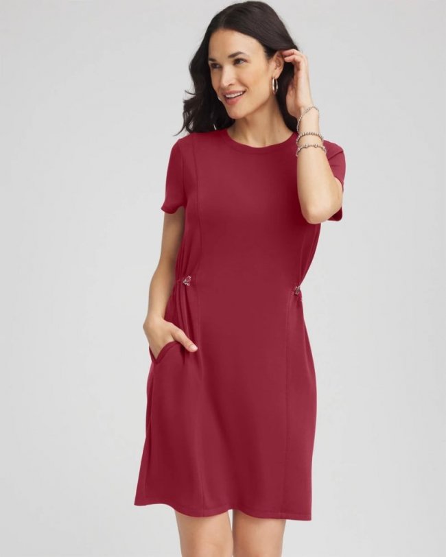 Chicos Zenergy® Bungee-Waist Dress - RUSSET RED