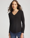 Chicos Touch of Cool™ V-Neck Layering Tee - BLACK