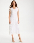 Chicos Knit Burnout Floral Dress - ALABASTER