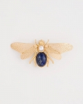 Chicos Sodalite Stone Pearl Bee Brooch - BLUE