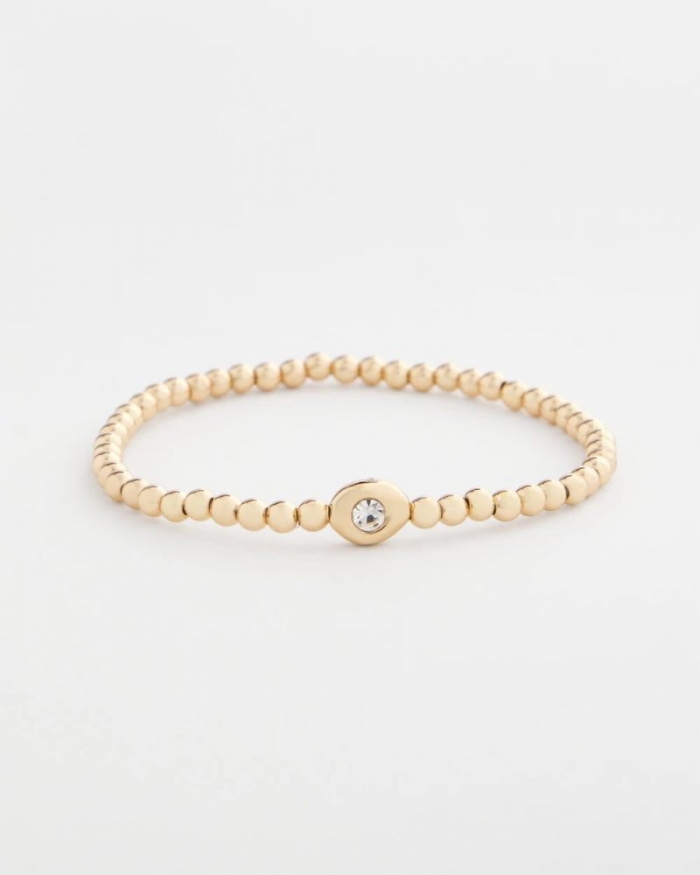 Chicos Mini Bead Stretch Hero Bracelet - GOLD