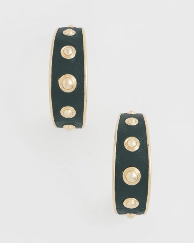 Chicos No Droop® Green & Gold Hoop Earrings - GREEN
